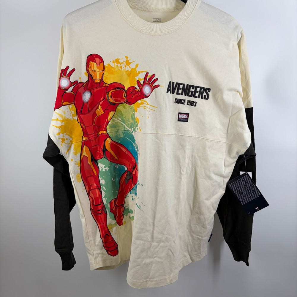 Marvel Artist Series Spirit Jersey Iron Man Avengers Cream Black XS New